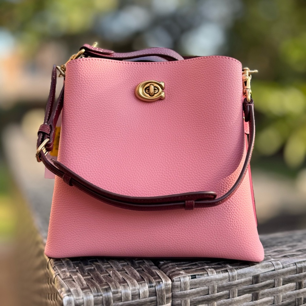NWT COACH Willow Leather Bucket Bag Colorblock Tote